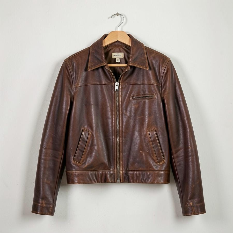 Vintage Distressed Leather Jacket